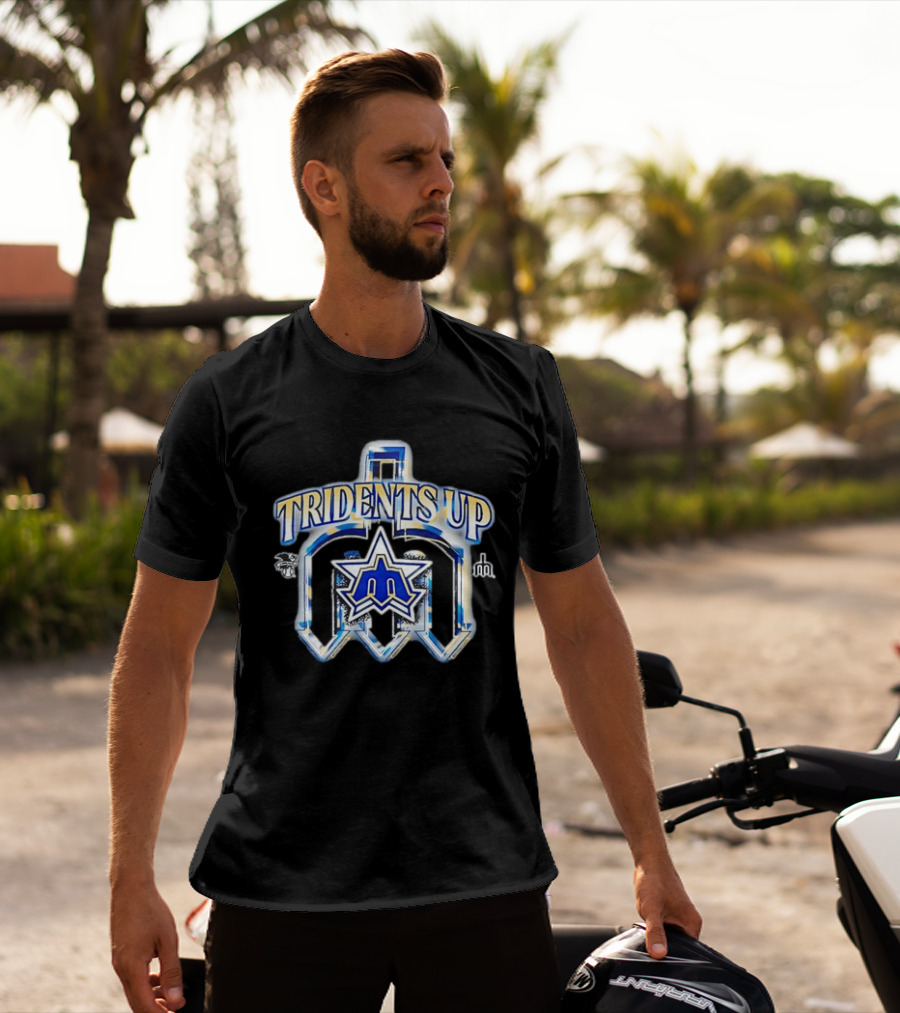 Seattle Mariners MLB Tridents Up 3D Metallic Compass Star T-Shirt