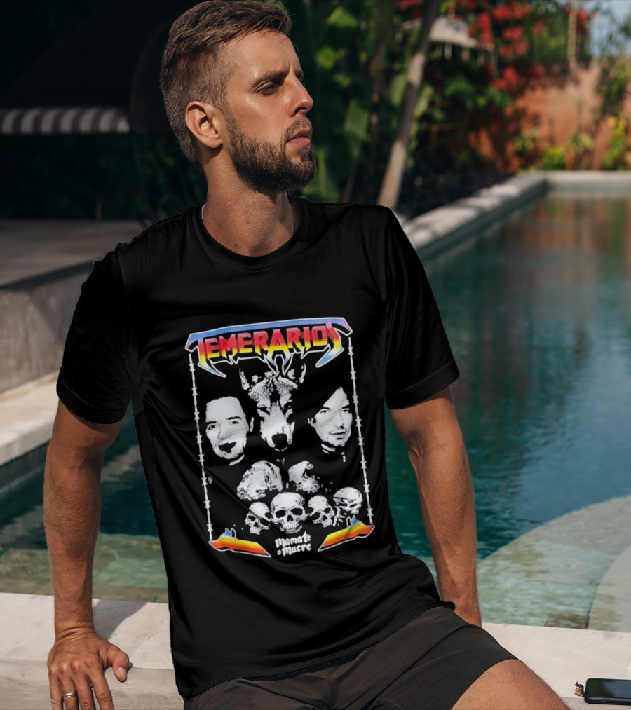 Temerarios Mamate O Muere Heavy Metal Wolf Band Photo Skulls T-Shirt