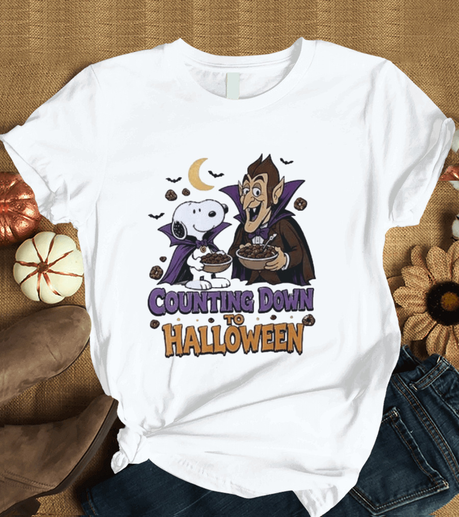 Peanuts Snoopy And Dracula Counting Down To Halloween T-Shirt