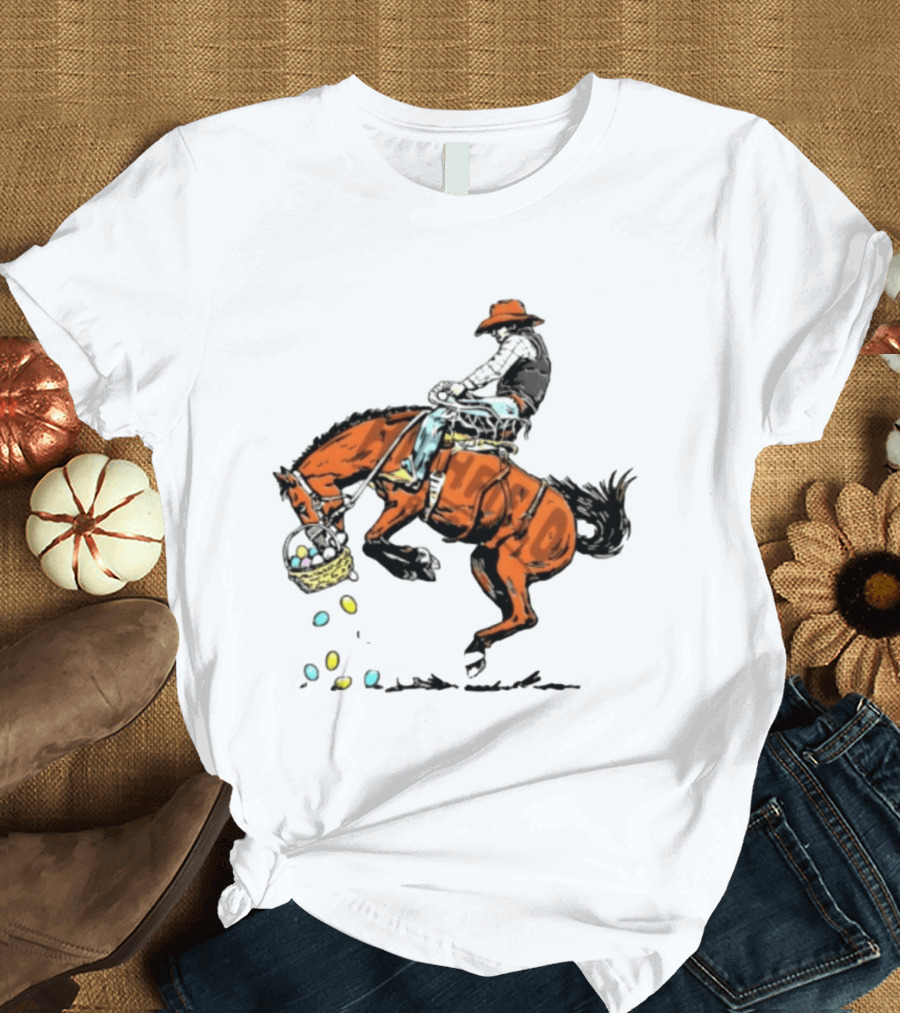 Cowboy Horse Easter Egg Basket Riding 2026 T-Shirt