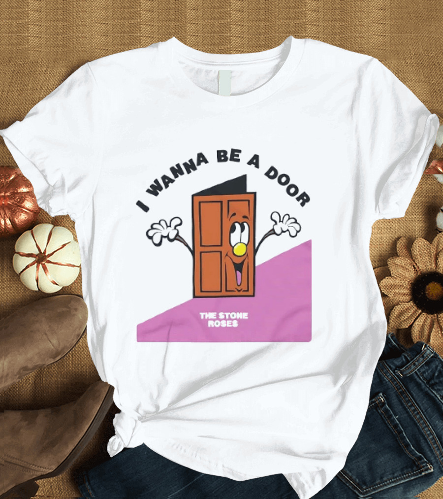 The Stone Roses I Wanna Be A Door Cartoon Yellow Nose Waving Hands T-Shirt