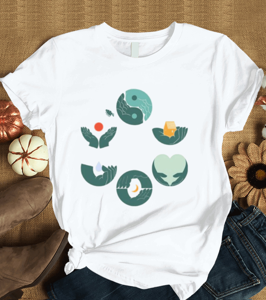 Tors Store Yin Yang Elements Hands Nature T-Shirt