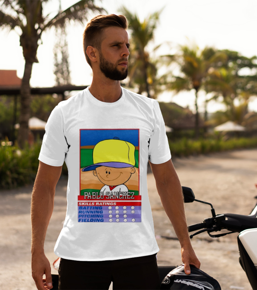 Trending Pablo Sanchez Skills Ratings Card Batting Running Pitching Fielding T-Shirt