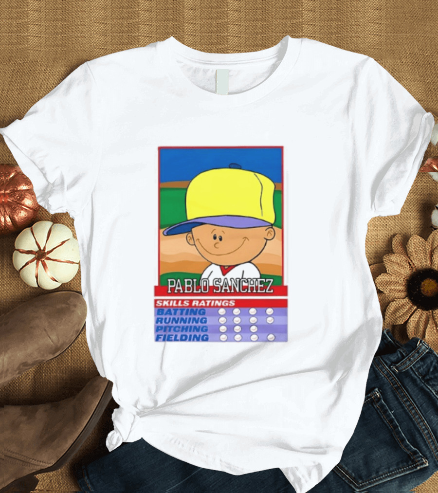 Trending Pablo Sanchez Skills Ratings Card Batting Running Pitching Fielding T-Shirt