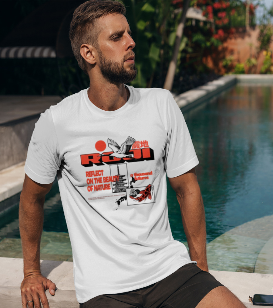 Unik Clothing Store Roji White Reflect On The Beauty Of Nature A Thousand Futures Koi Birds T-Shirt