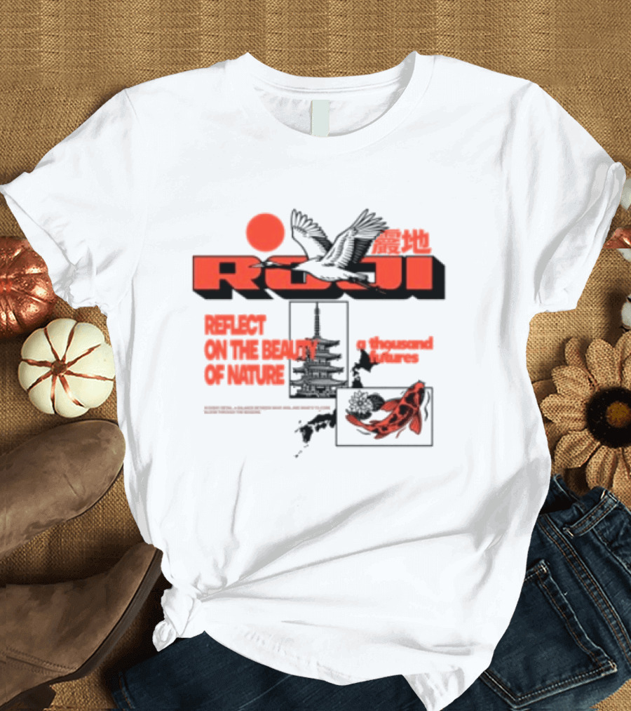 Unik Clothing Store Roji White Reflect On The Beauty Of Nature A Thousand Futures Koi Birds T-Shirt