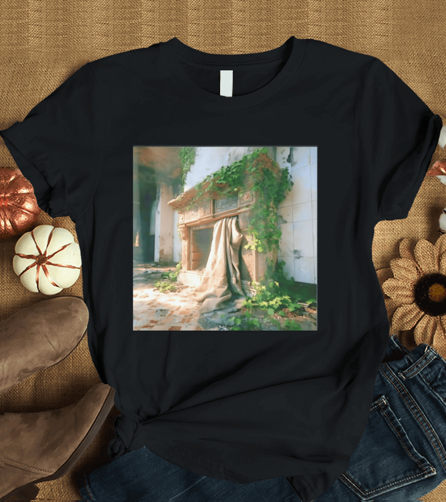 Abandoned Fireplace With Overgrown Ivy And Ruins Ambience T-Shirt