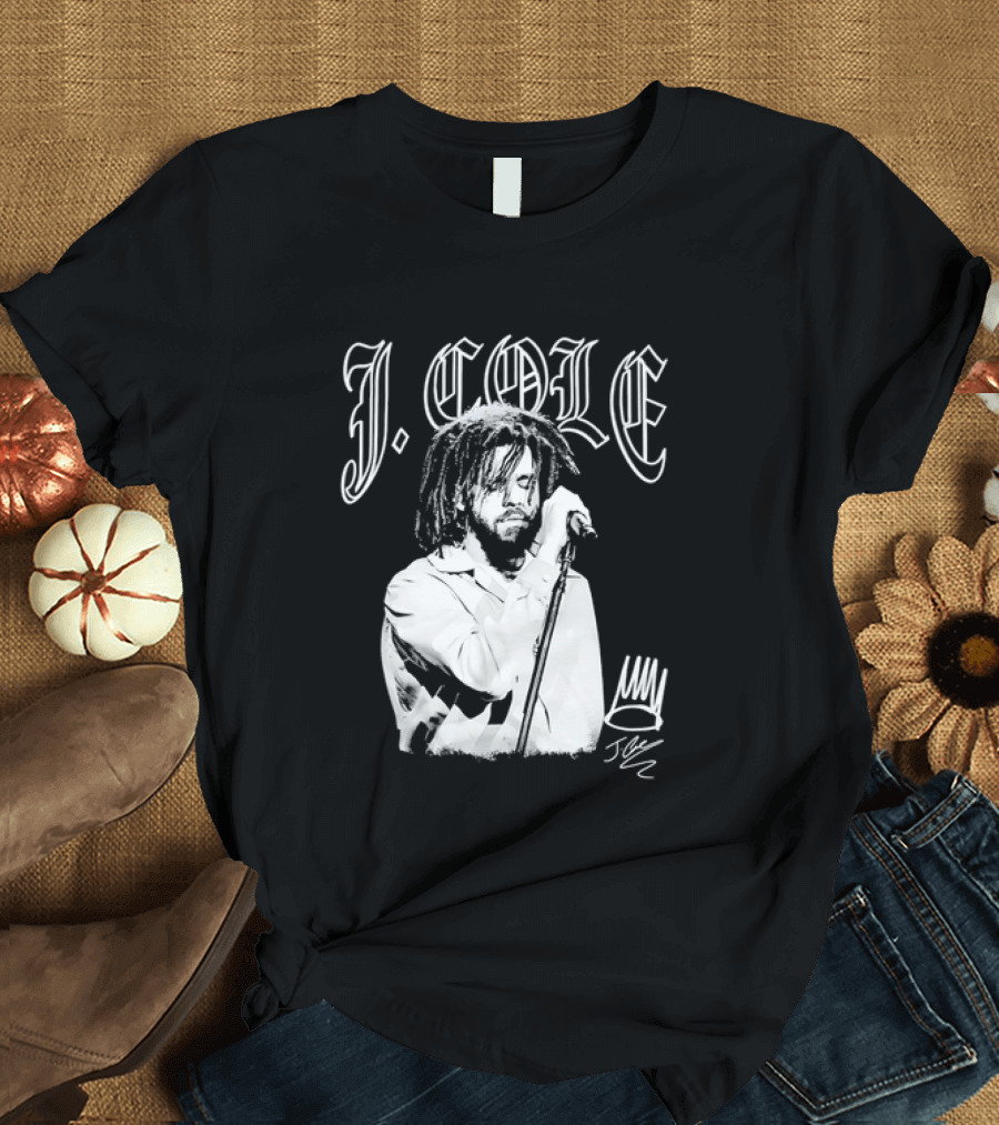 J Cole Dreamville Hip Hop Portrait Style Microphone T-Shirt