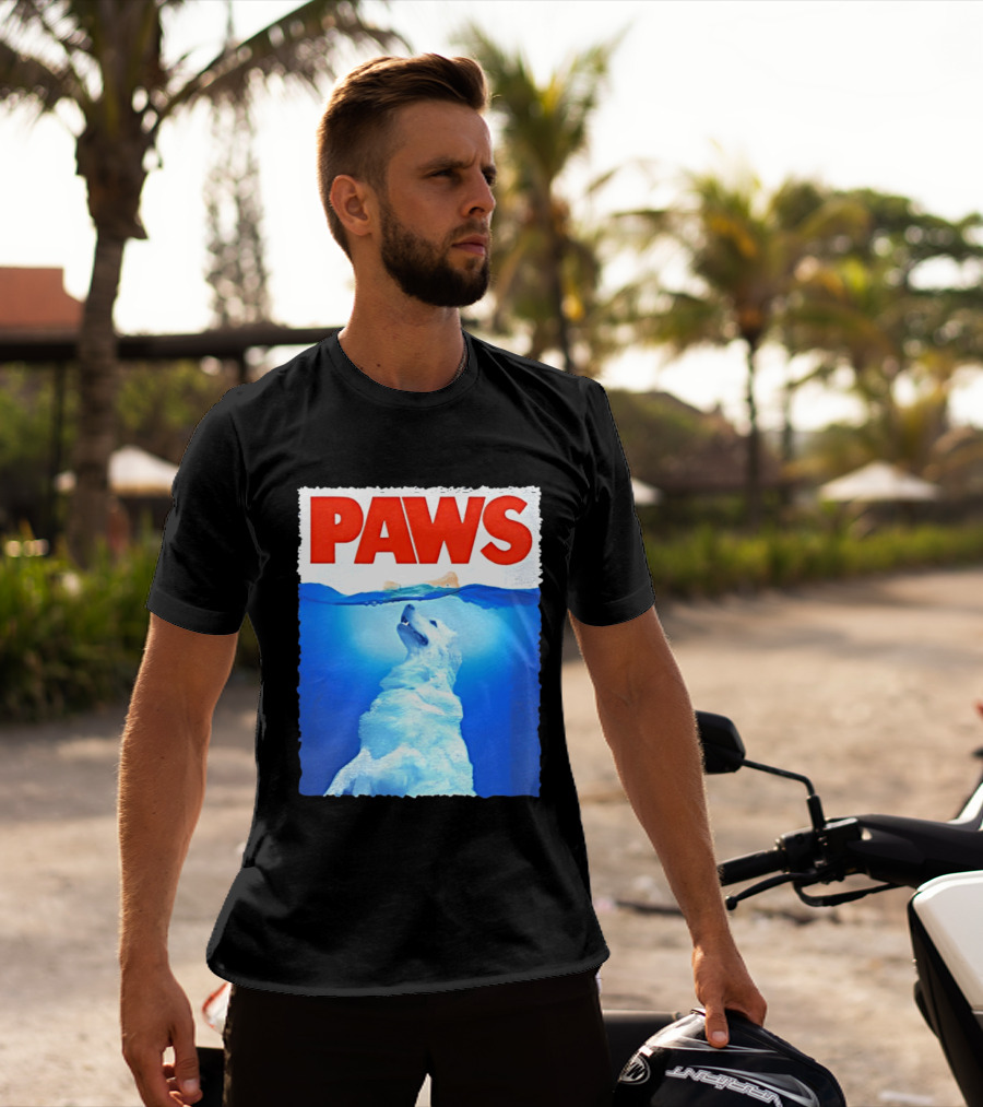 PAWS Classic Parody With Diving Dog Image T-Shirt