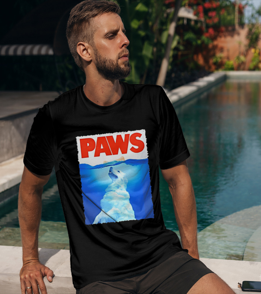 PAWS Classic Parody With Diving Dog Image T-Shirt
