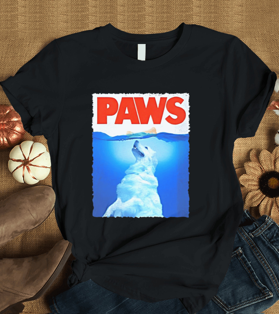 PAWS Classic Parody With Diving Dog Image T-Shirt