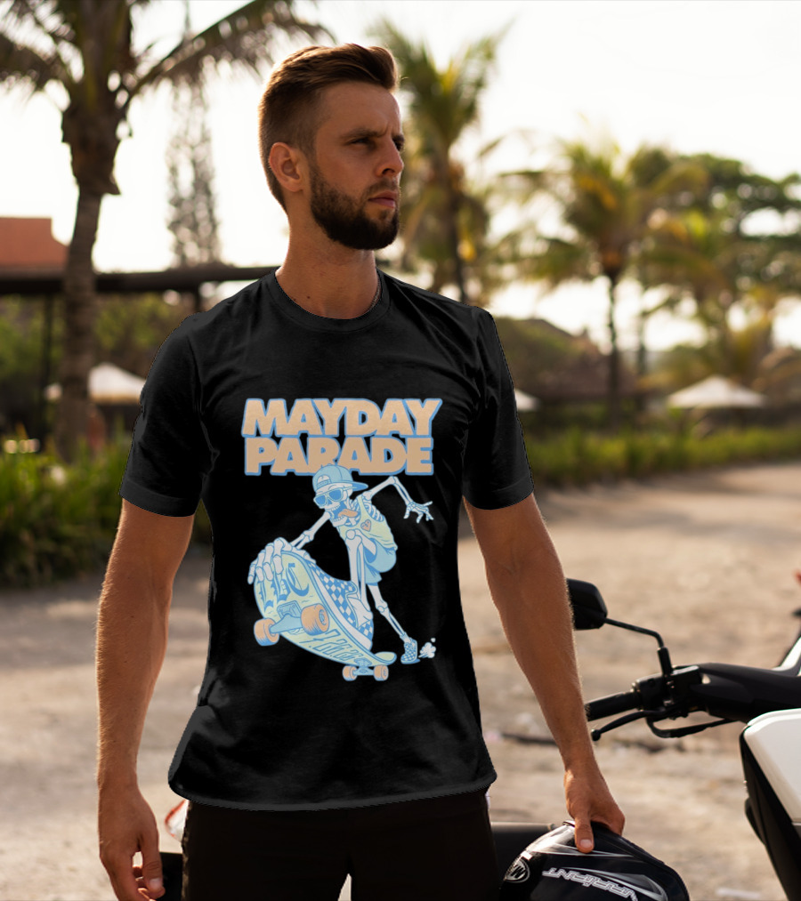 Mayday Parade Skeleton Skater With LBC 72626 Board T-Shirt