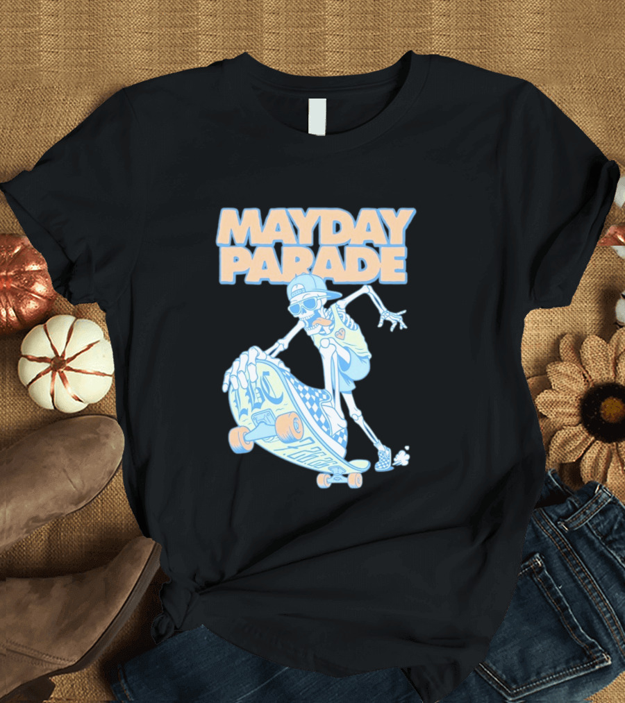 Mayday Parade Skeleton Skater With LBC 72626 Board T-Shirt