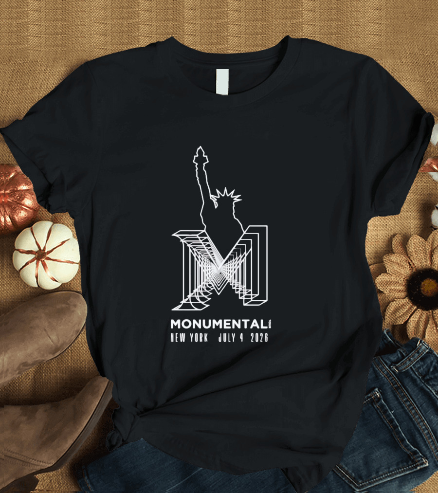 Monumental Tour New York July 4 2026 Live Music Event Statue Of Liberty T-Shirt