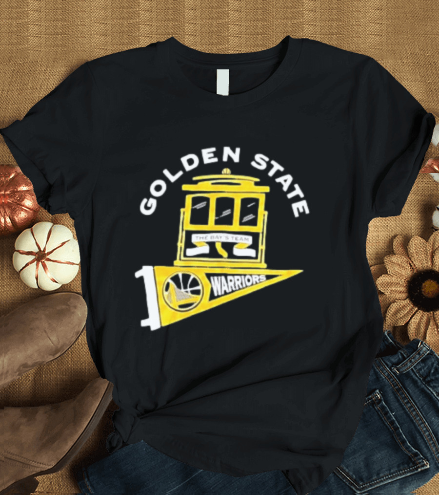 Golden State Warriors The Bays Team Warriors Banner And Cable Car T-Shirt
