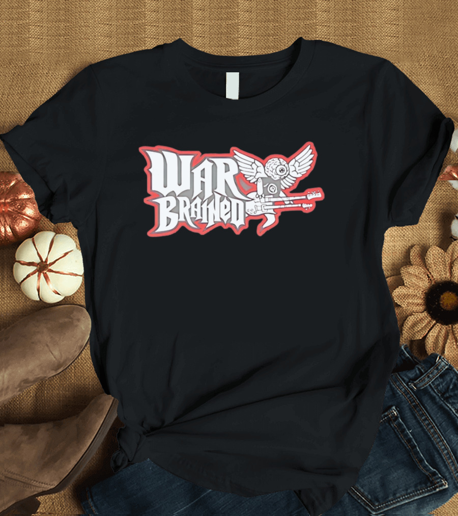Quannic War Brained Alternative Rock Indie Music Winged Guitar Brain T-Shirt