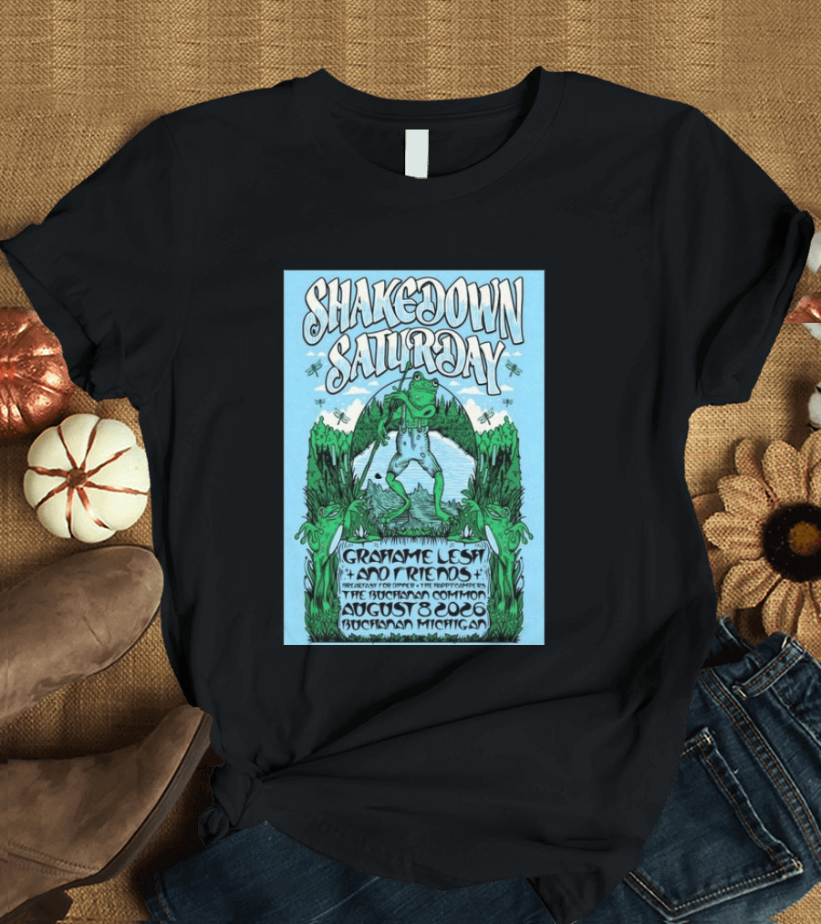 Grahame Lesh Shakedown Saturday August 8 2026 Buchanan Michigan Frog Art Trees Grahame Lesh And Friends Breakfast For Dinner Live Music Event T-Shirt