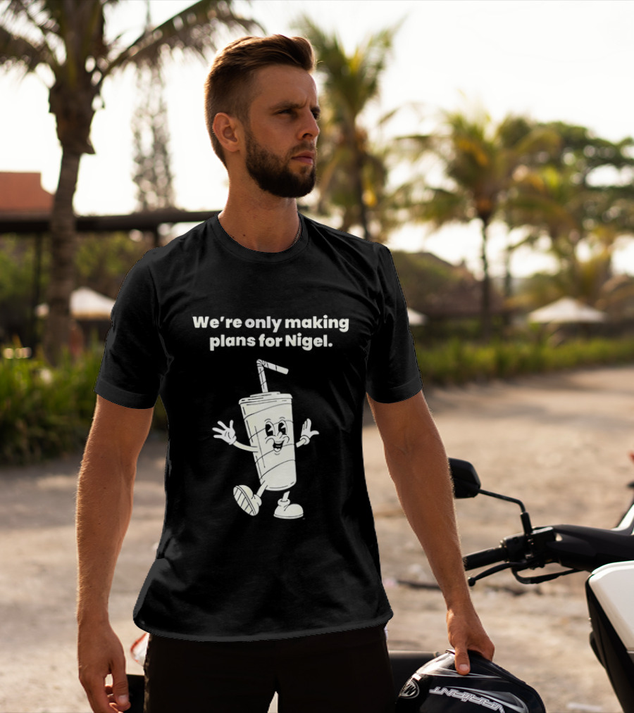 We're Only Making Plans For Nigel XTC 80s Music Cartoon Cup T-Shirt