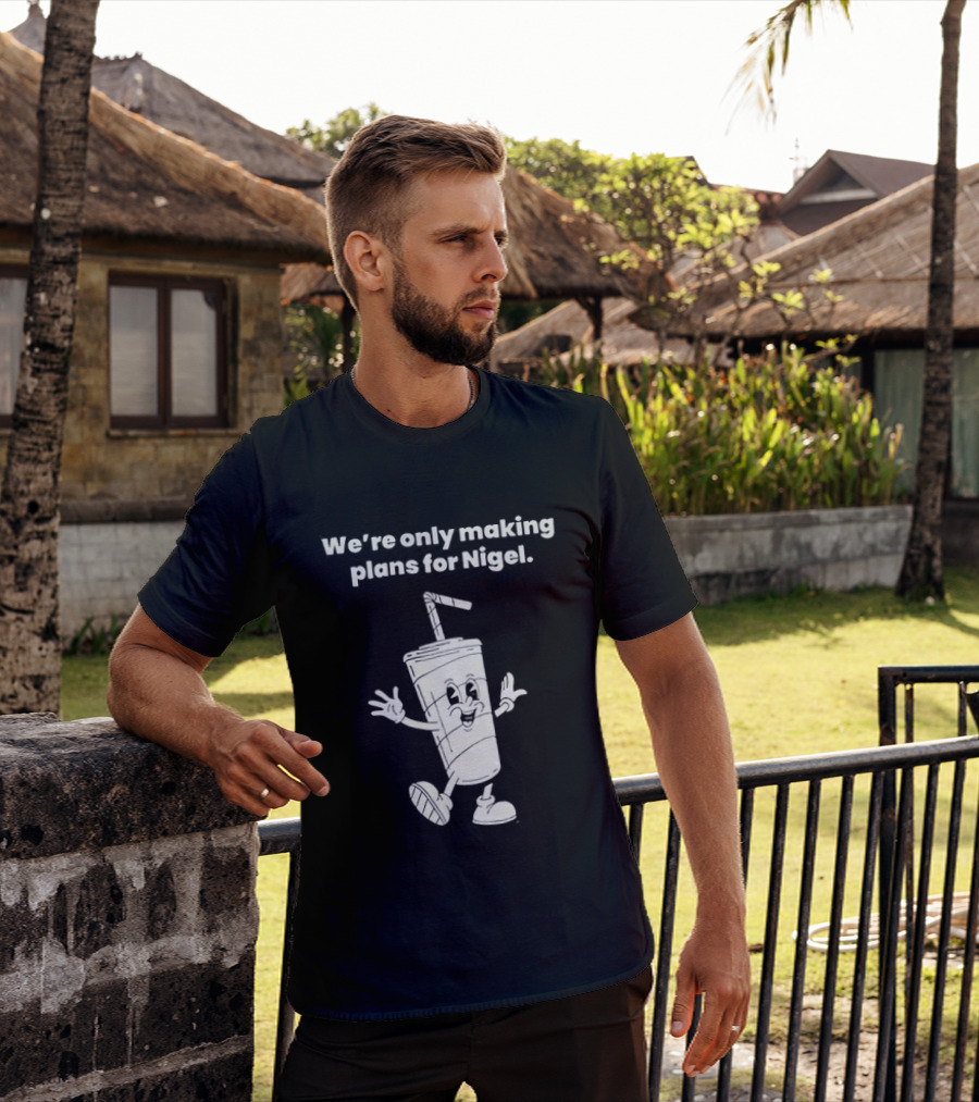 We're Only Making Plans For Nigel XTC 80s Music Cartoon Cup T-Shirt