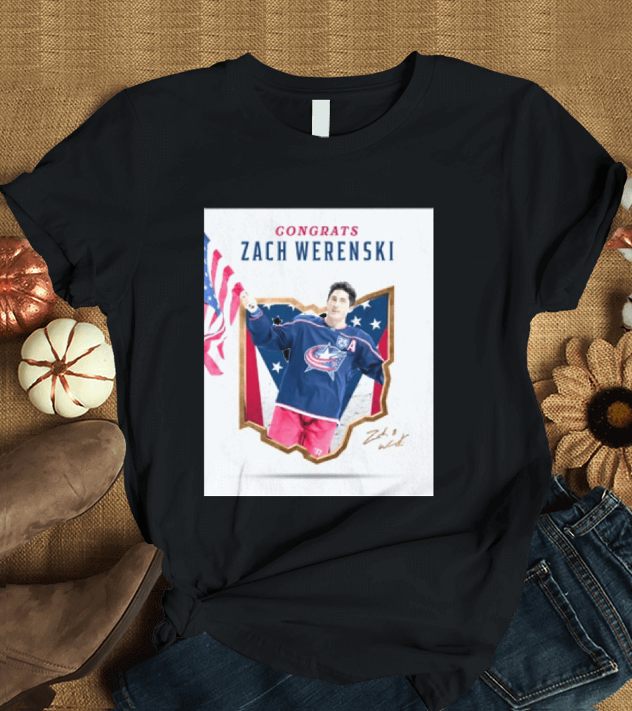 Congrats Zach Werenski USA Columbus Blue Jackets Hockey Celebration T-Shirt