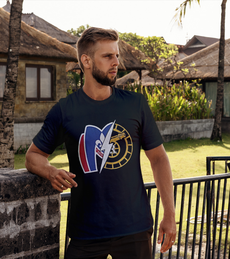 Boston Raiders Montreal Metros Hockey Rivalry Shane Ilya ESTD Fleur De Lis Puck T-Shirt