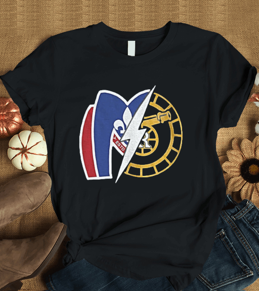 Boston Raiders Montreal Metros Hockey Rivalry Shane Ilya ESTD Fleur De Lis Puck T-Shirt