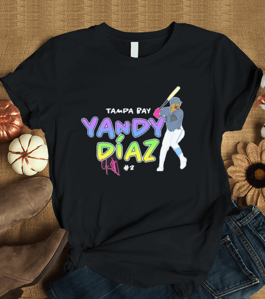 Tampa Bay Yandy Díaz #2 Baseball Player T-Shirt