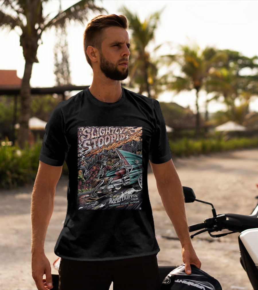 Slightly Stoopid Road Trippin Tour Greenwood Village Colorado August 7 2026 Fiddler's Green Amphitheatre T-Shirt