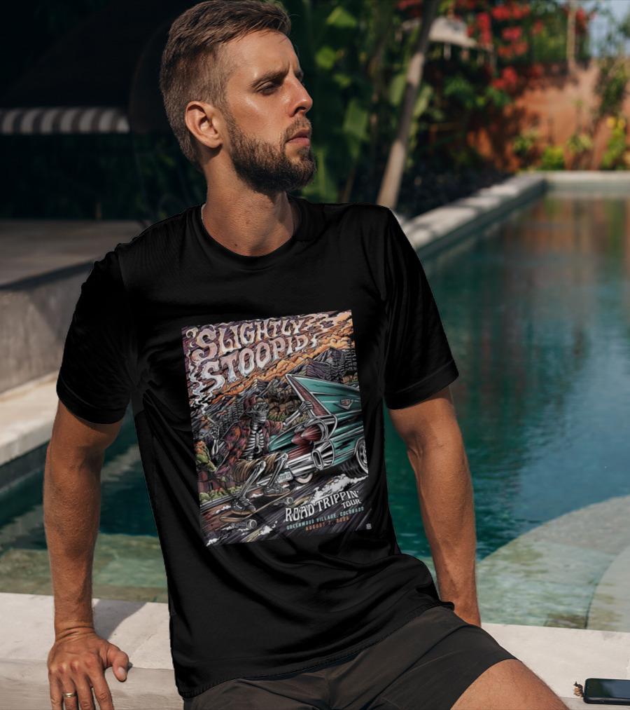 Slightly Stoopid Road Trippin Tour Greenwood Village Colorado August 7 2026 Fiddler's Green Amphitheatre T-Shirt
