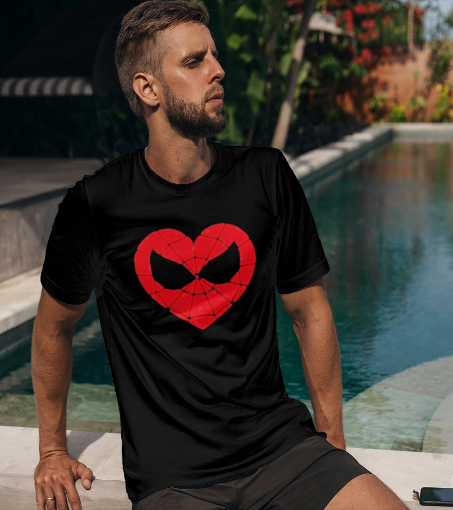 Spider Man Heart Web Mask Marvel Superhero T-Shirt