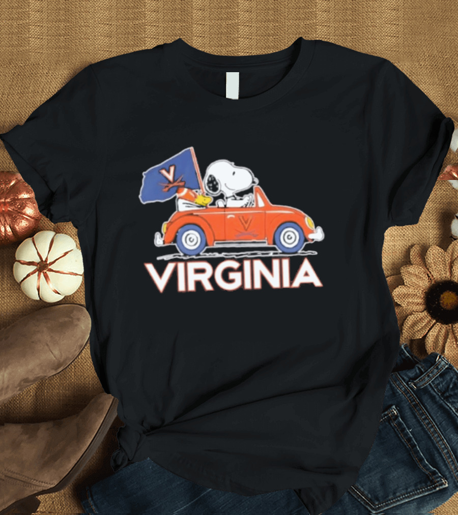 Snoopy Driving Car Virginia Cavaliers Football Fan Spirit T-Shirt