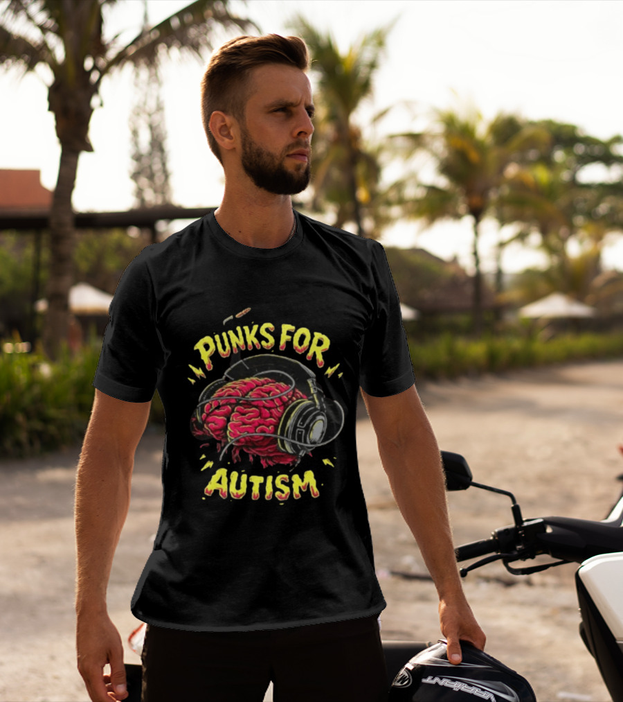 Punks For Autism Brain Headphones T-Shirt