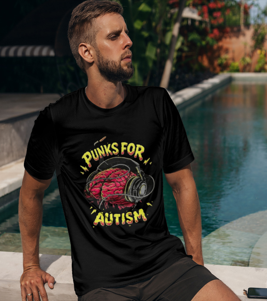 Punks For Autism Brain Headphones T-Shirt