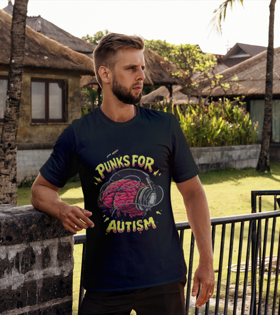 Punks For Autism Brain Headphones T-Shirt