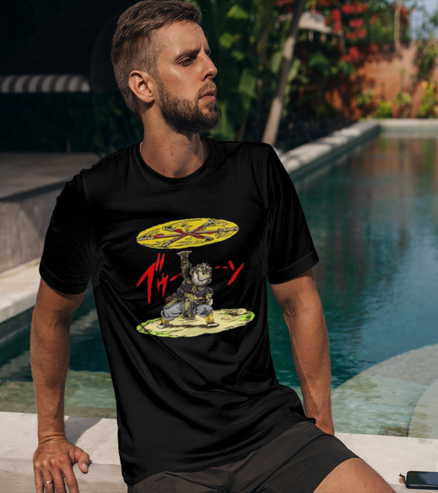 Ton Wukong Rotate The Stick Yellow Red Cartoon T-Shirt