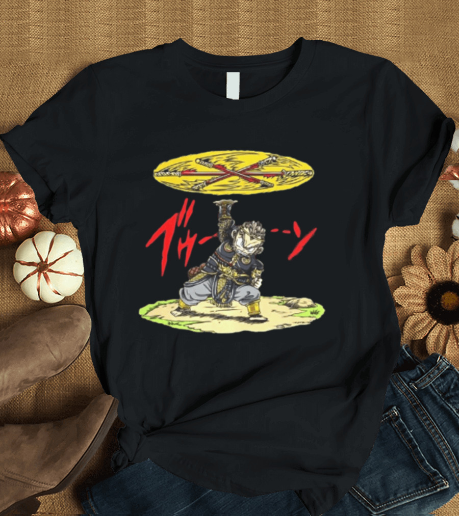 Ton Wukong Rotate The Stick Yellow Red Cartoon T-Shirt