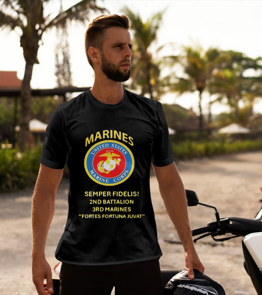 United States Marine Corps 2nd Battalion 3rd Marines Semper Fidelis Fortes Fortuna Juvat T-Shirt
