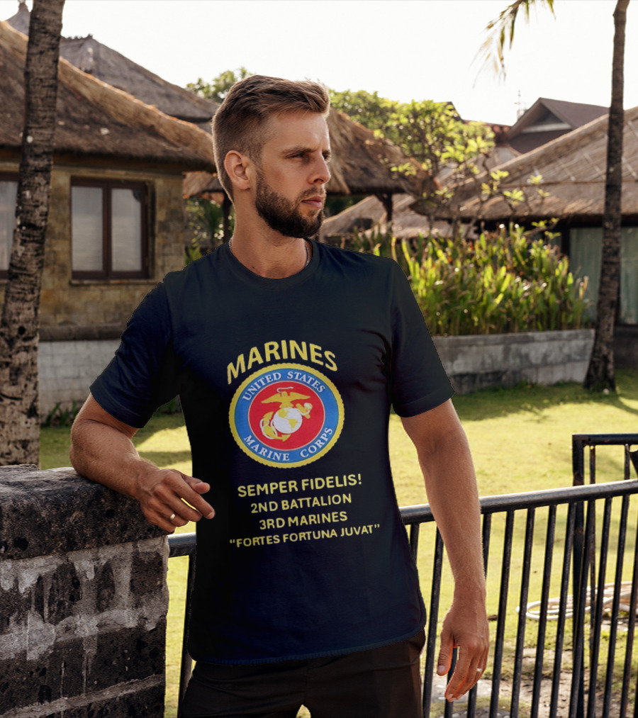 United States Marine Corps 2nd Battalion 3rd Marines Semper Fidelis Fortes Fortuna Juvat T-Shirt