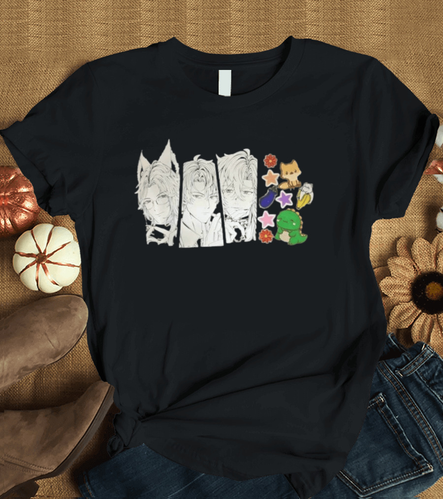 Vox Akuma Mysta Rias Ike Eveland Nijisanji EN Luxiem Vtuber Characters Cute Animal Stickers And Star Designs T-Shirt