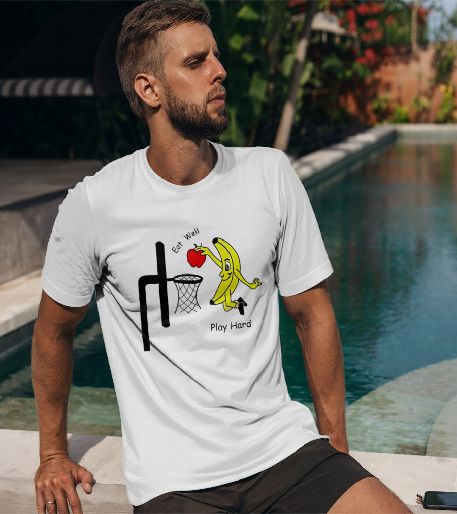 Banana Squad Basketball Eat Well Play Hard Dunking Apple T-Shirt