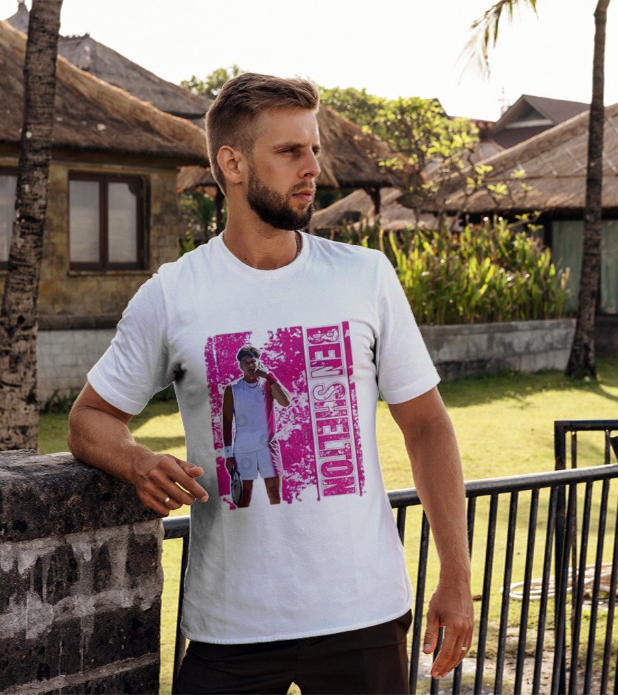 Ben Shelton Tennis Star Distressed Pink T-Shirt