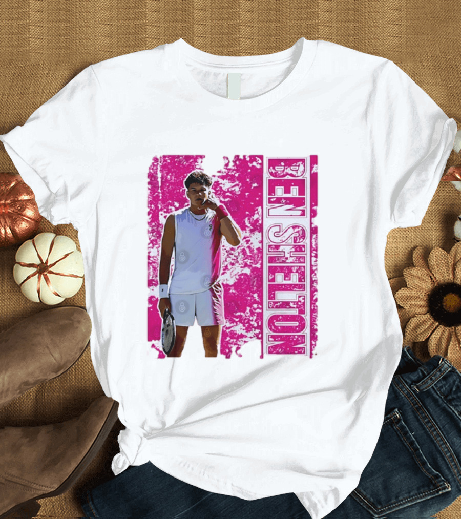 Ben Shelton Tennis Star Distressed Pink T-Shirt