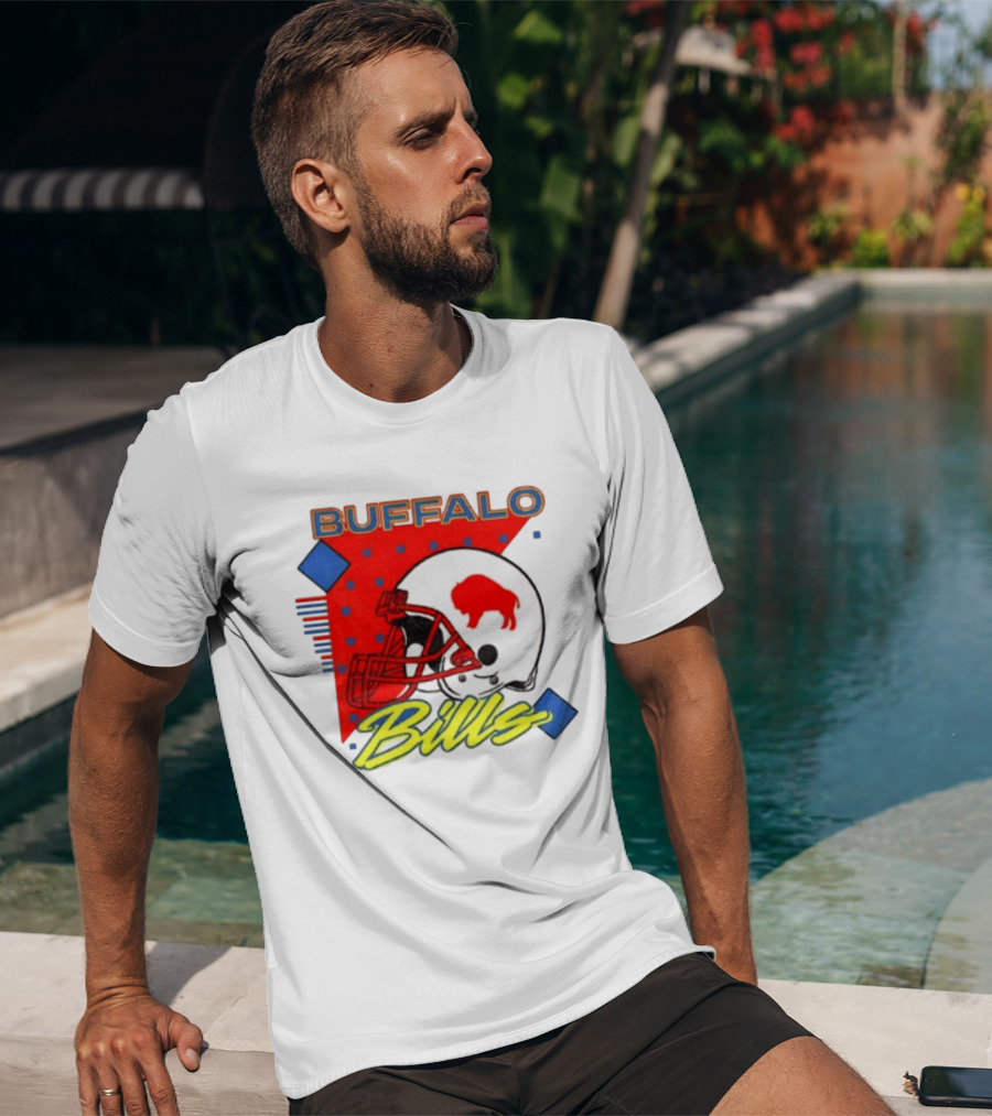 Buffalo Bills Football Helmet Retro 90s T-Shirt