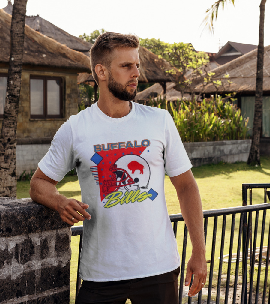 Buffalo Bills Football Helmet Retro 90s T-Shirt