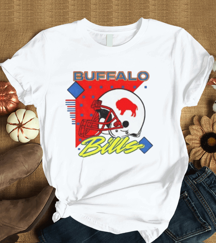 Buffalo Bills Football Helmet Retro 90s T-Shirt
