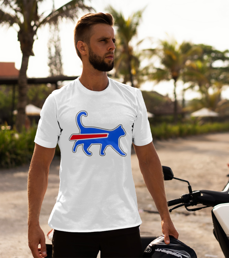 Buffalo Bills Cat Logo Parody Red And Blue T-Shirt