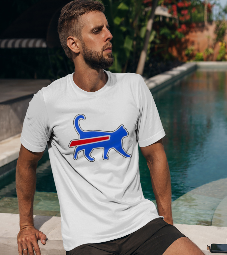 Buffalo Bills Cat Logo Parody Red And Blue T-Shirt