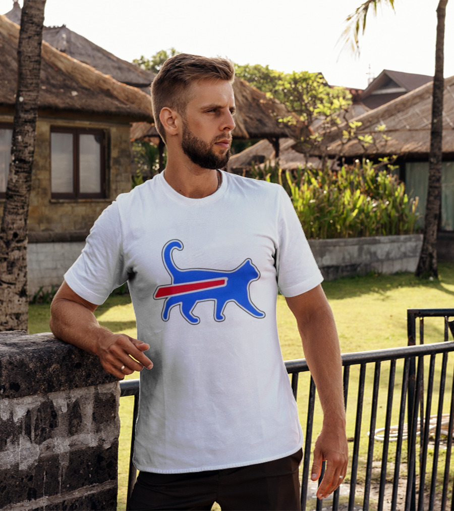 Buffalo Bills Cat Logo Parody Red And Blue T-Shirt