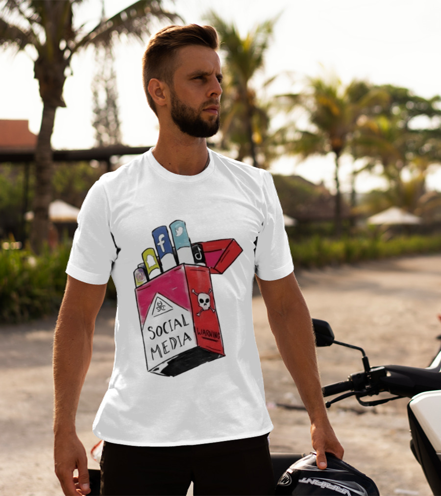 Social Media Warning Cigarette Pack With Iconic Apps T-Shirt