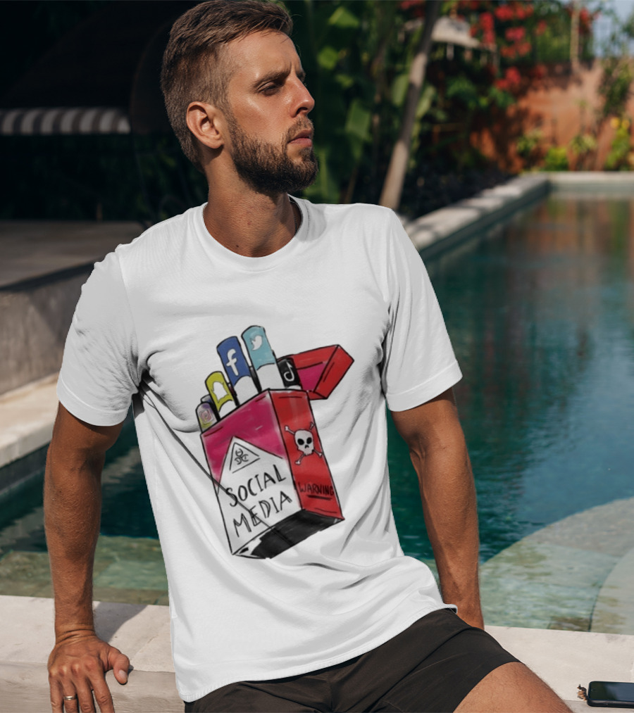 Social Media Warning Cigarette Pack With Iconic Apps T-Shirt